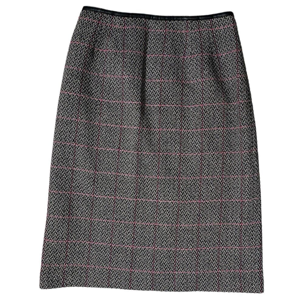 Vintage Talbots Skirt Womens 6 (27") Black Pink Windowpane Plaid Dark Academia
